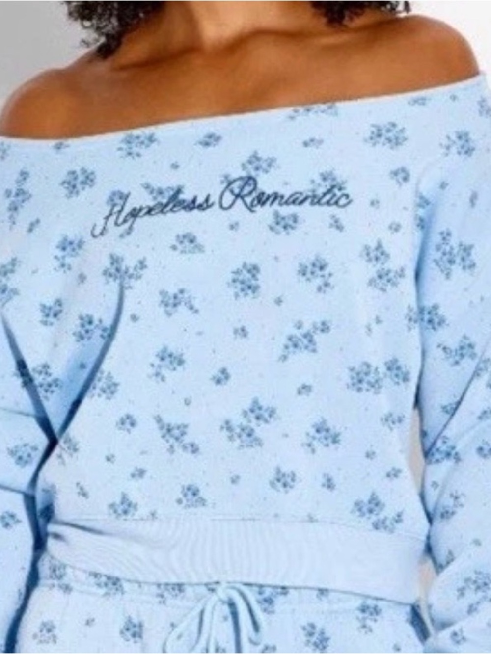 NWOT HOPELESS ROMANTIC BLUE FLORAL LOUNGEWEAR TOP- SMALL